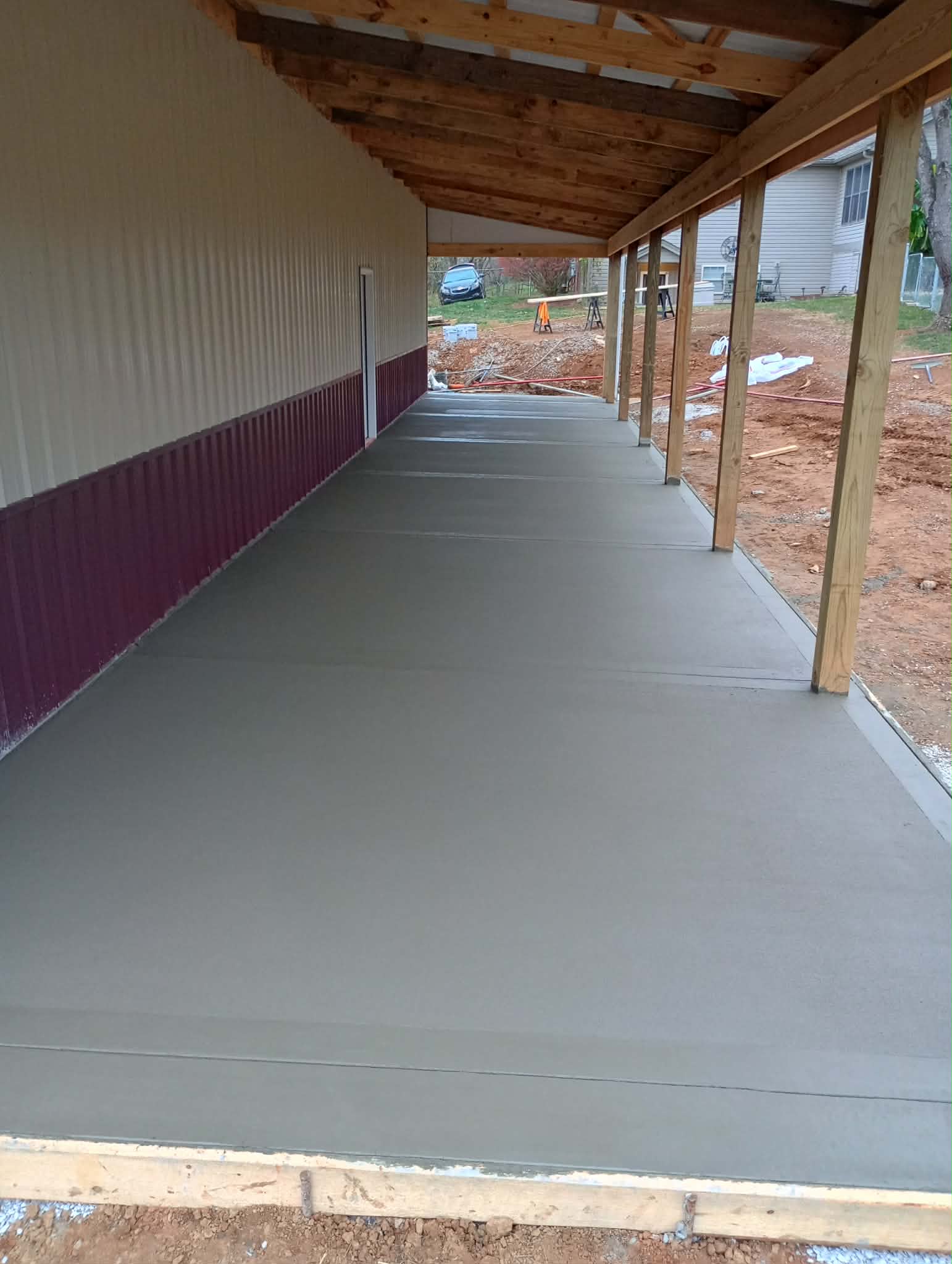 Covered concrete porch run