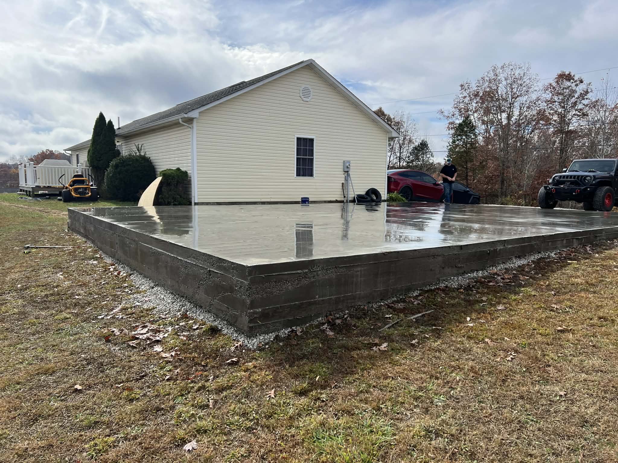 Raised concrete foundation exterior