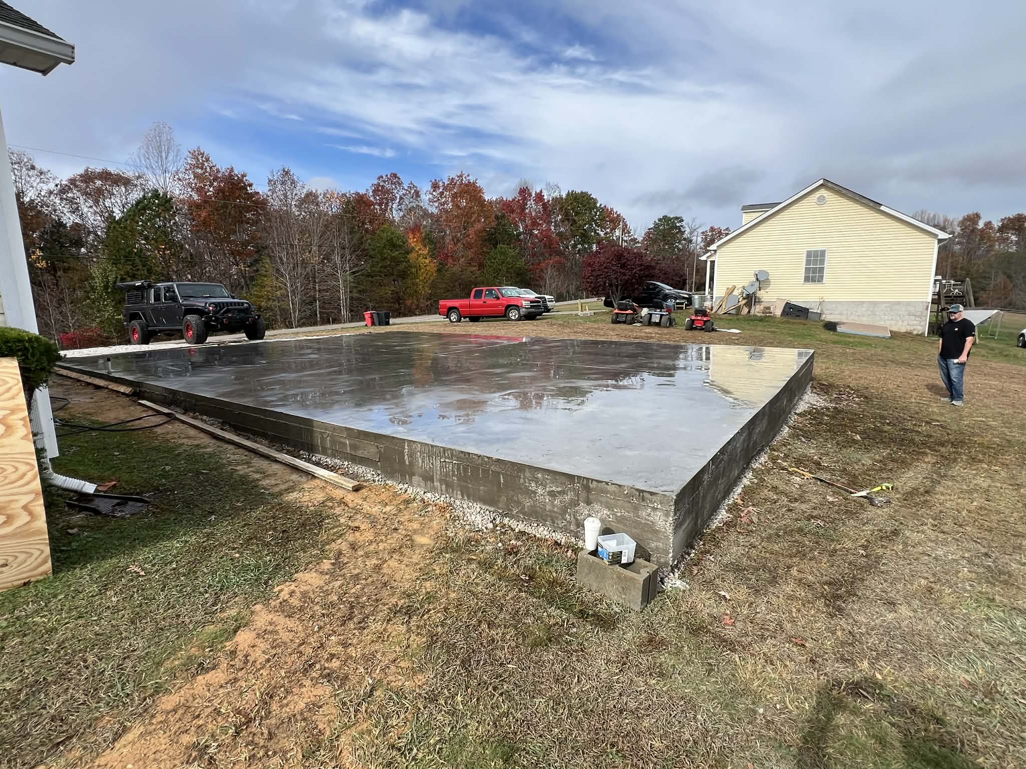 Smooth finish on raised concrete pad