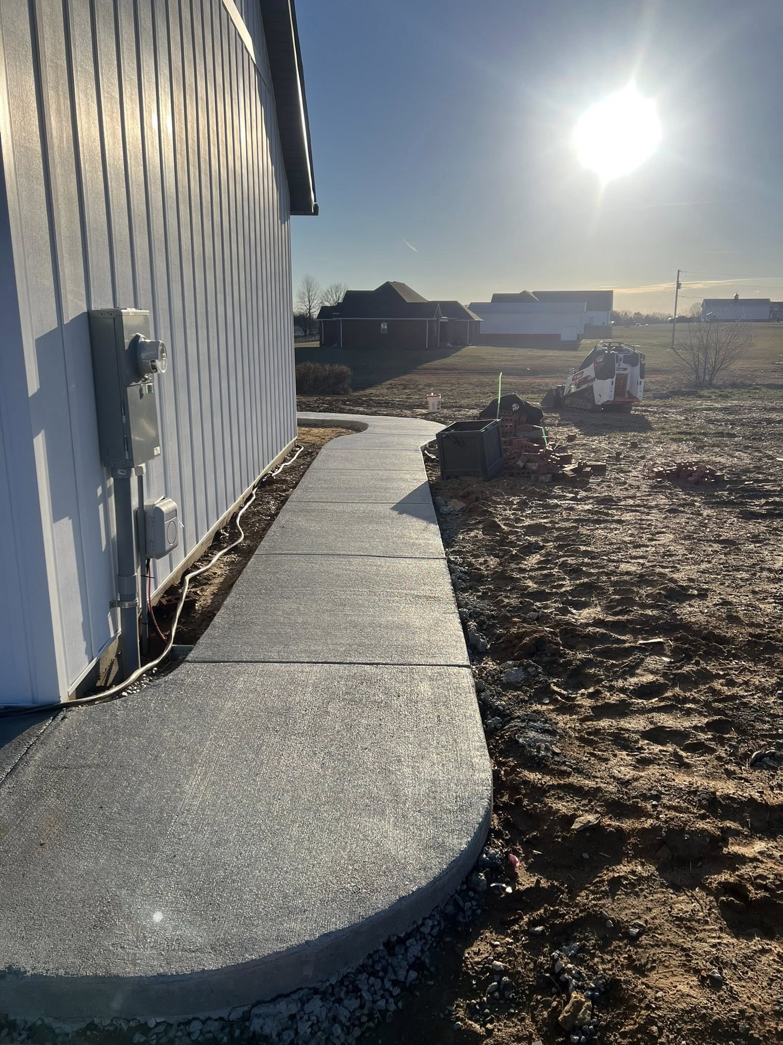 Fresh sidewalk pour